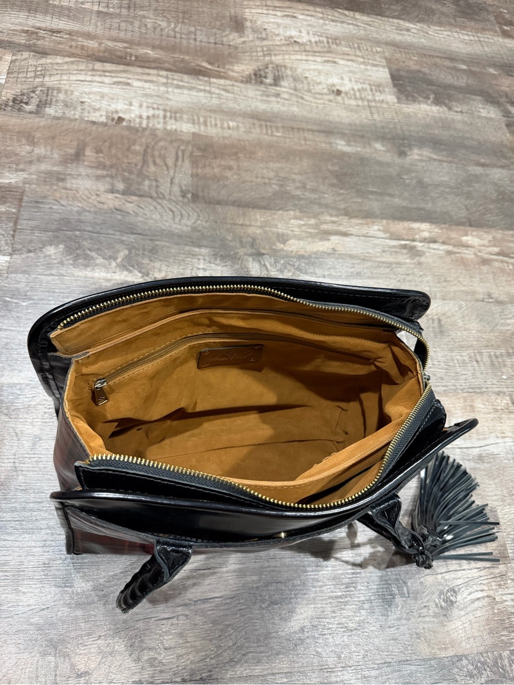 Patricia Nash Black and Red Plaid Shoulder Bag with Tassel - Picture 12 of 12
